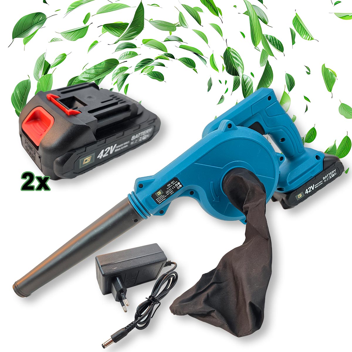 Battery blower and vacuum cleaner - 2 GK batteries