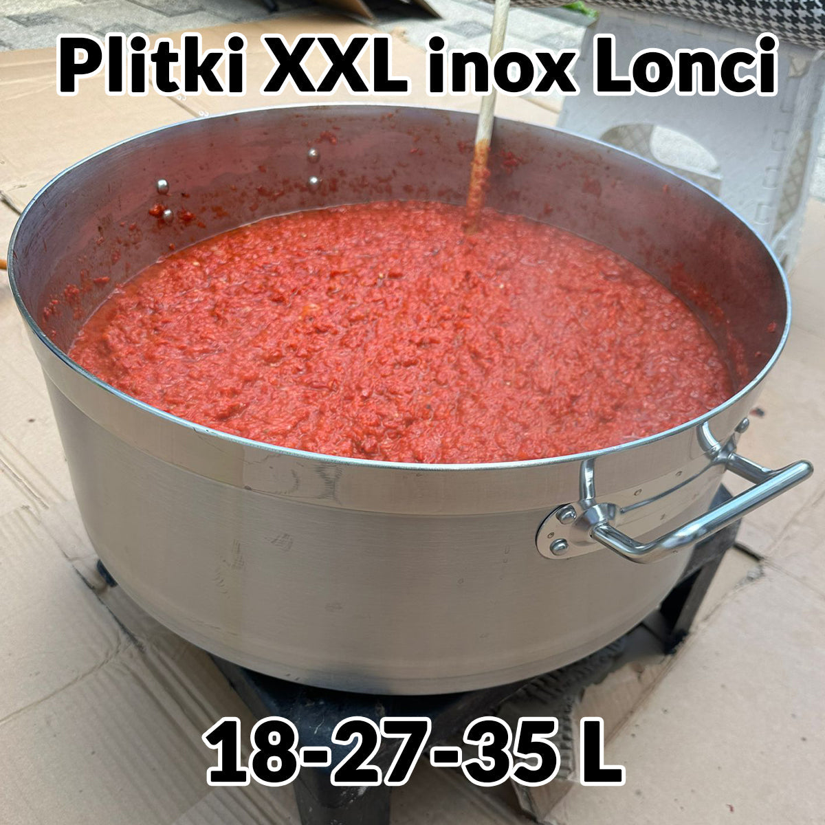 Shallow XXL stainless steel Pots 18-27-35 L