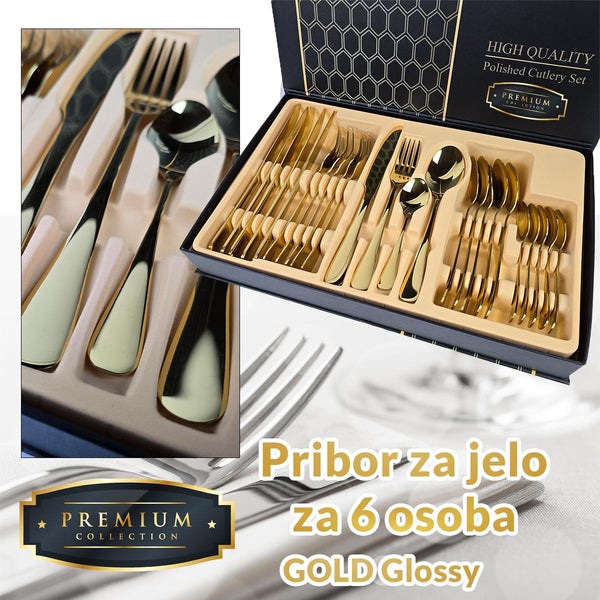 Premium cutlery for 6 people - GOLD Glossy