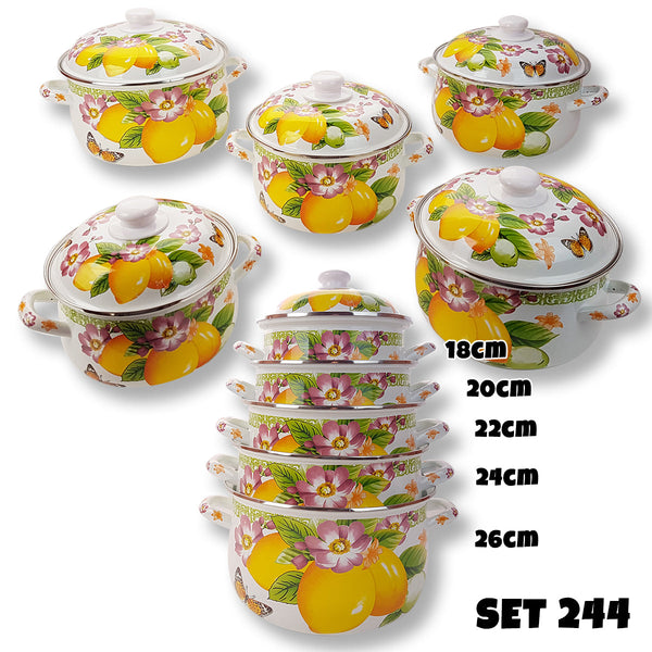 Set of enamelware - 10 pieces Lemon 244