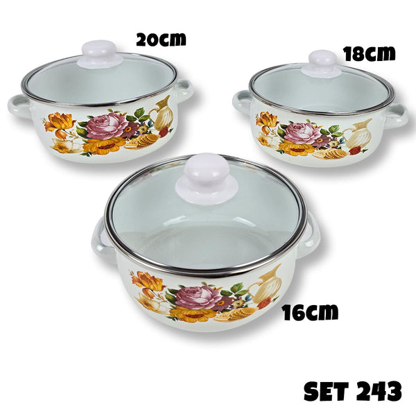 Set of enamelware - 6-piece set Flowers 243